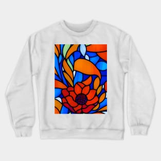 Vibrant Rose Flower Abstract Art - Stained Glass Crewneck Sweatshirt